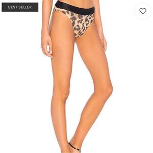 NWT Pily Q High Rise High Leg Leopard Cheetah Swim Bikini Bottom- Size Large